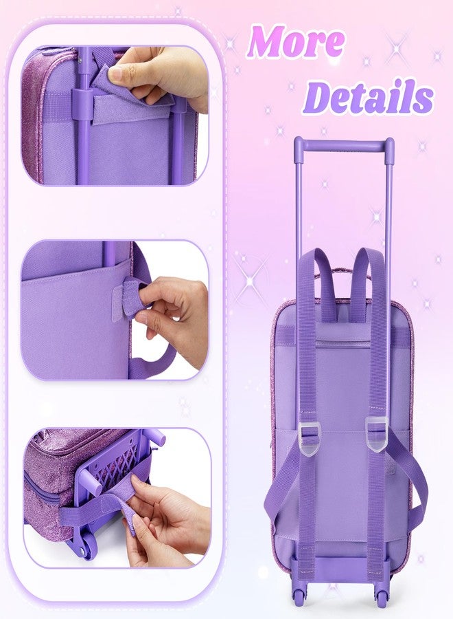 LoDrid Travel Backpack Compatible with Barbie Dolls 12-inch, Doll Carrying Case with Wheels, Suitcase Storage Organizer with Multiple Pockets for Doll Clothes and Accessories, Purple, Bag Only - Image 3